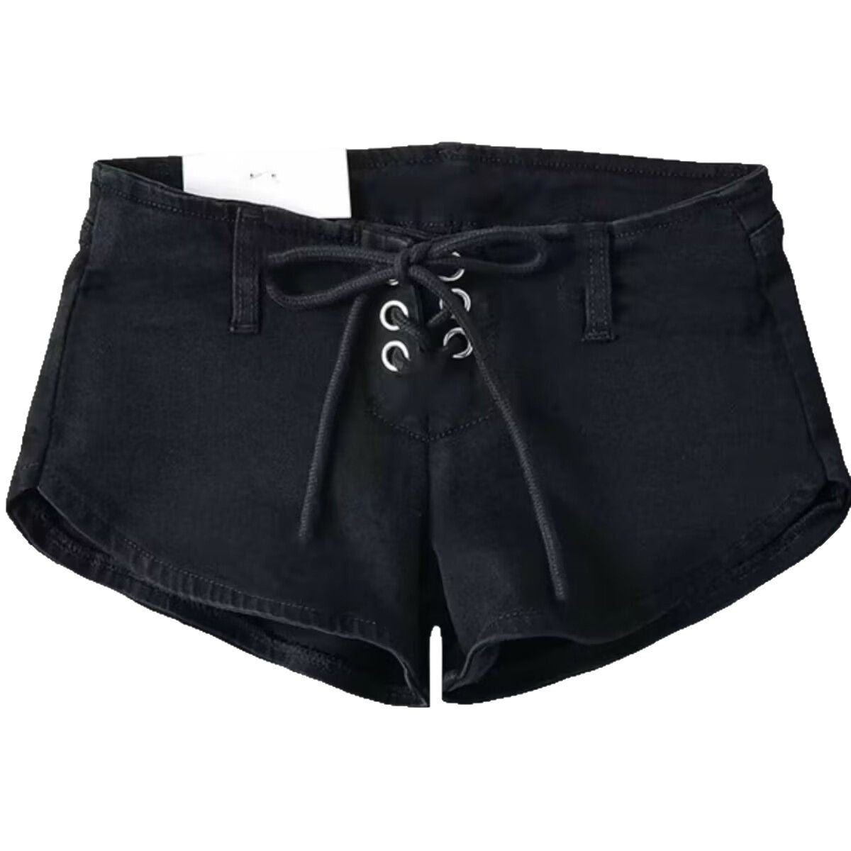 Black Spicy-girl-style Low-rise Denim Shorts For Women Summer Season