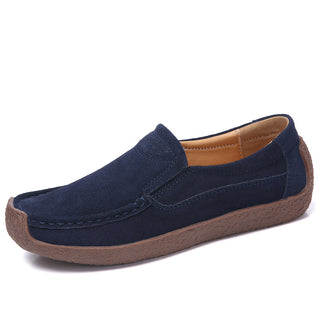 Fashion Round Toe Loafers Casual Versatile Solid Color Flats Slip-on Cozy Shoes