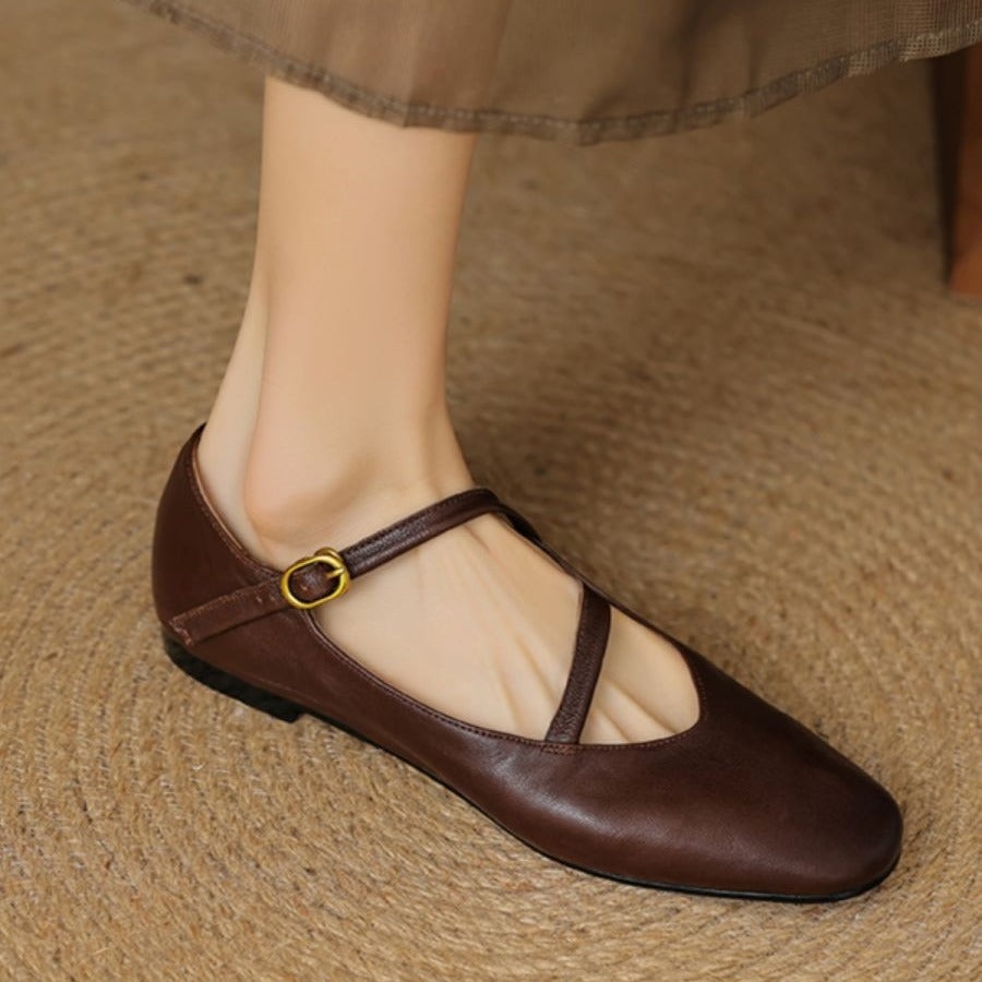Flat Versatile Non-slip Vintage Mary Jane For Women's Single-layer Shoes