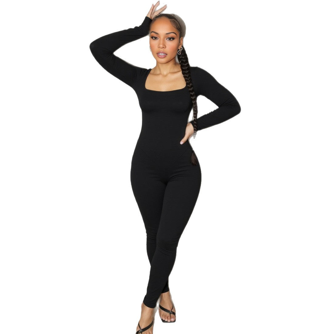 New Womens Fashion Solid-color Sexy Hollow-out Backless Bodycon Jumpsuit
