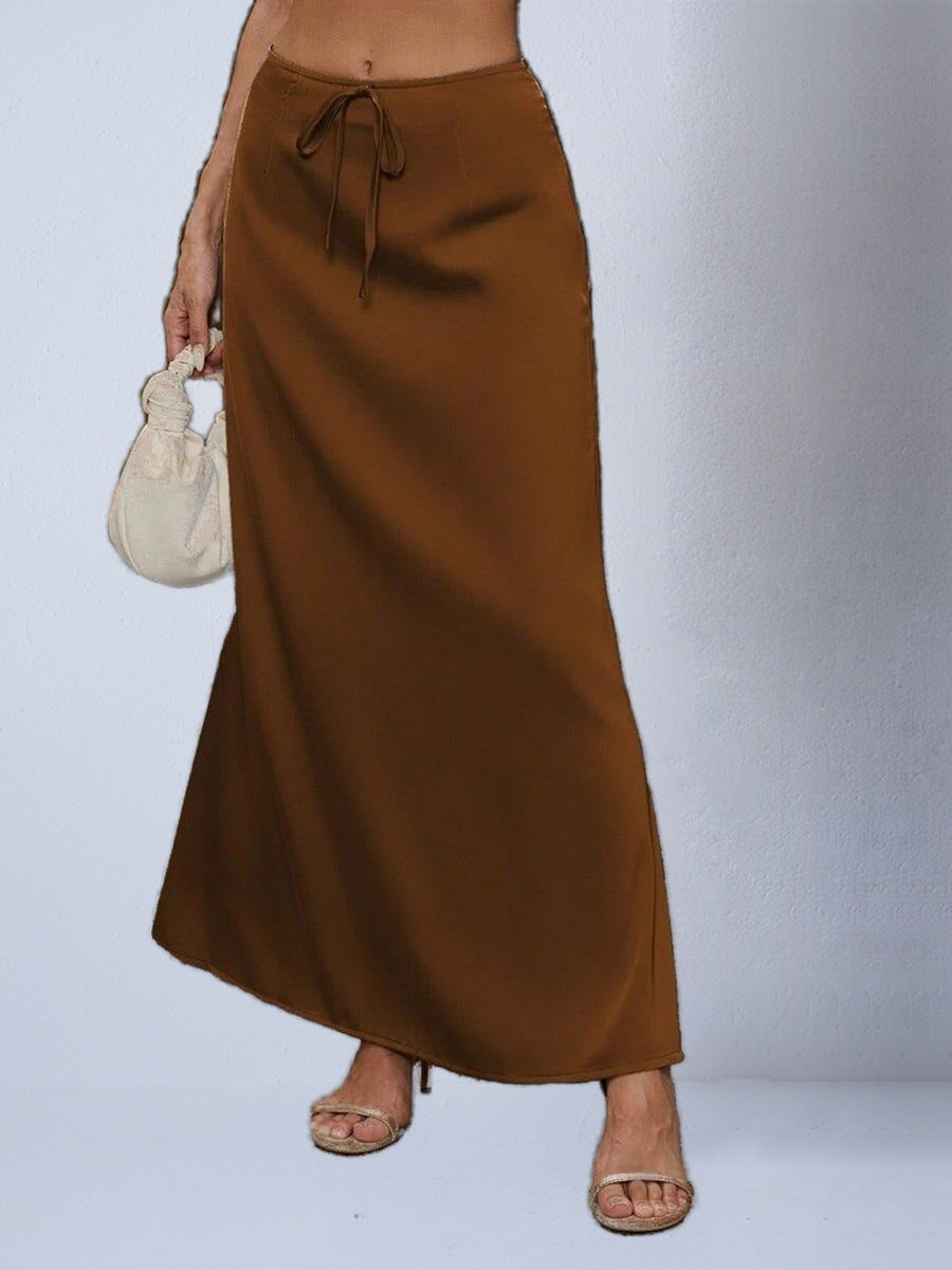 Women's Satin Elegant Lace-up Long Dress