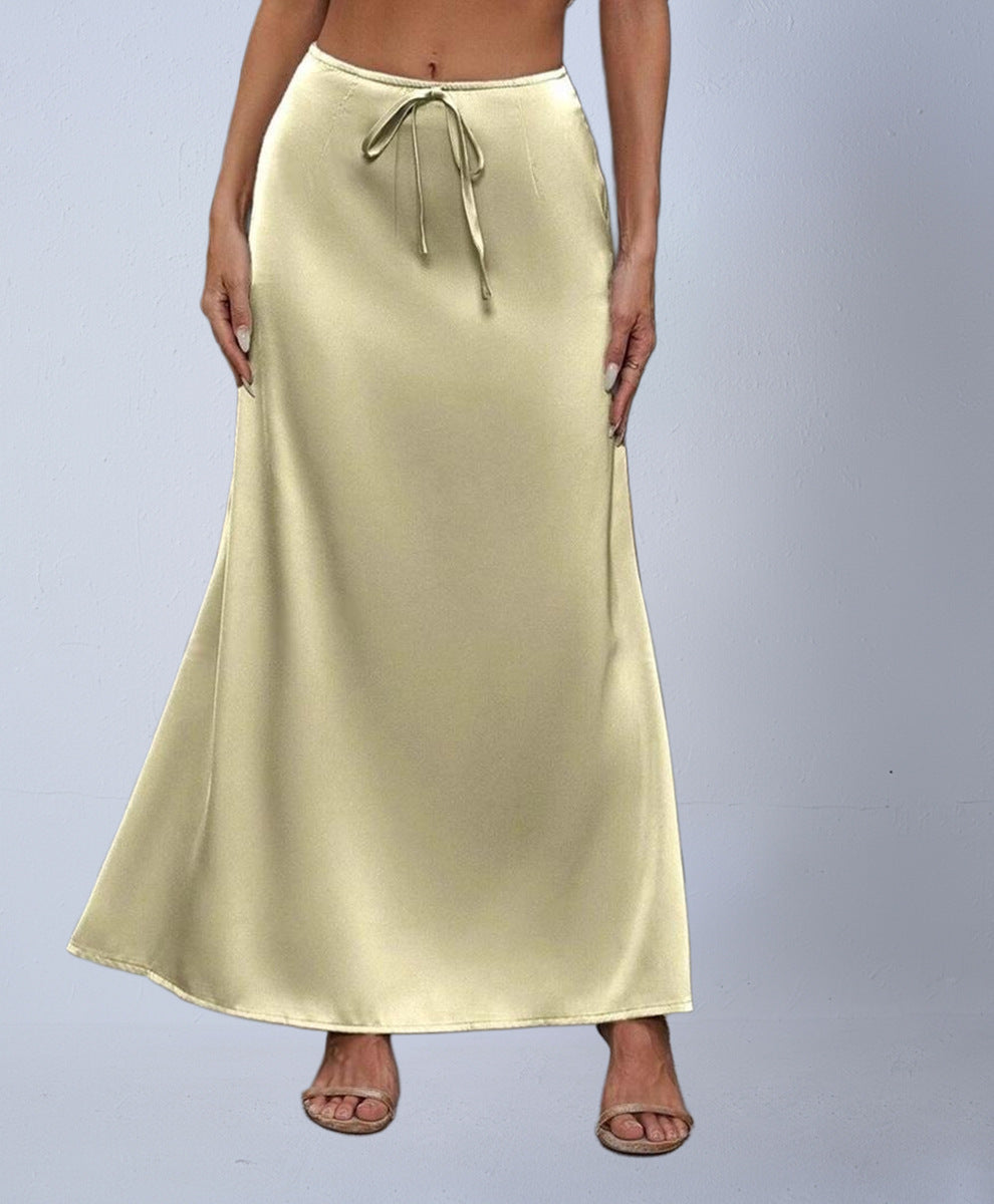 Women's Satin Elegant Lace-up Long Dress