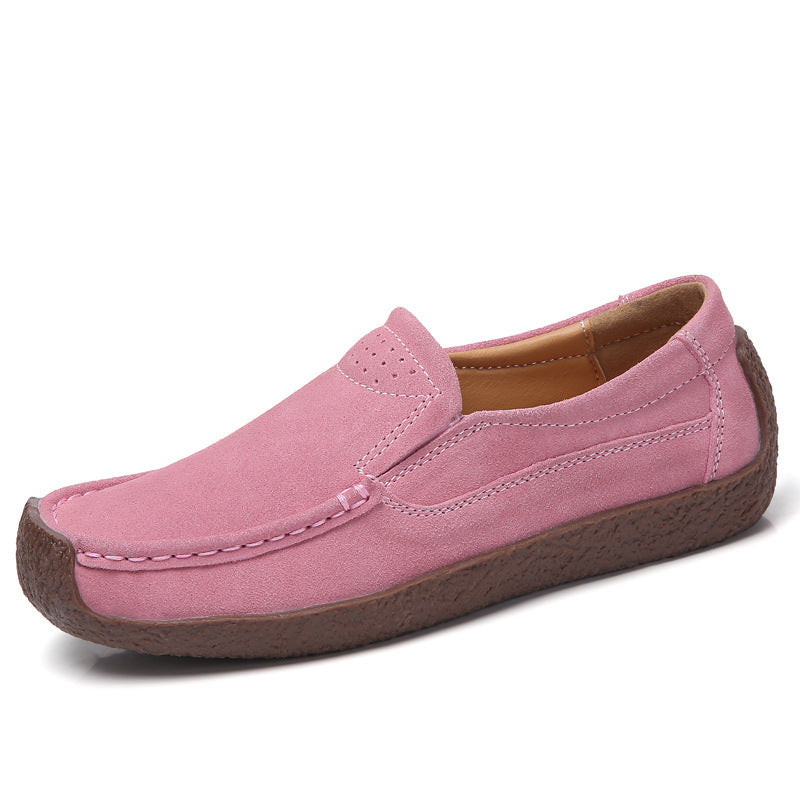 Fashion Round Toe Loafers Casual Versatile Solid Color Flats Slip-on Cozy Shoes