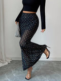 Shimmery Sequin Doublelayer Mesh Highwaist Figurehugging Hipskimming Skirt