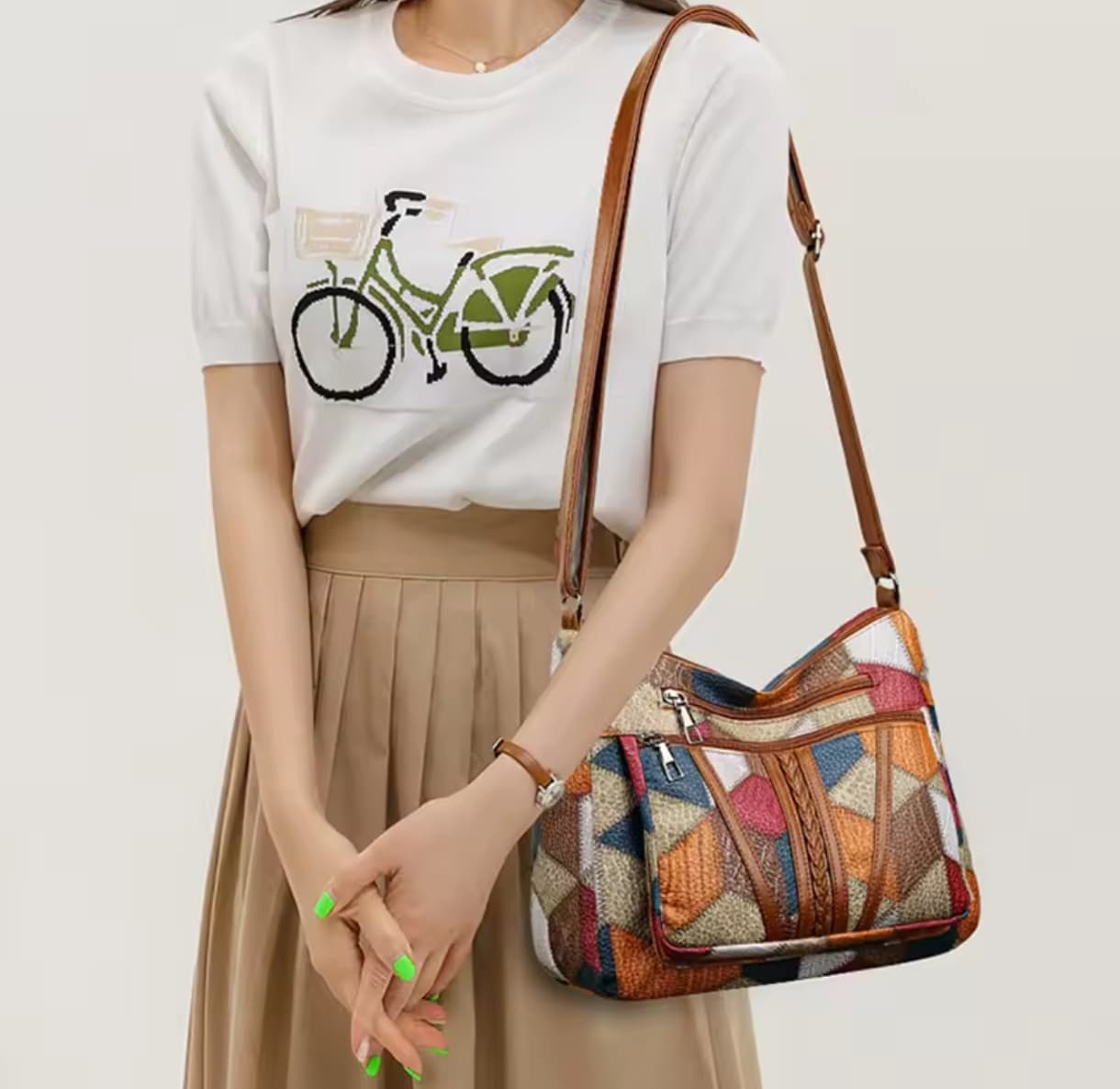 Women's Elegant Vintage Multi Pockets Crossbody Bags Retro Design With Leather Strap