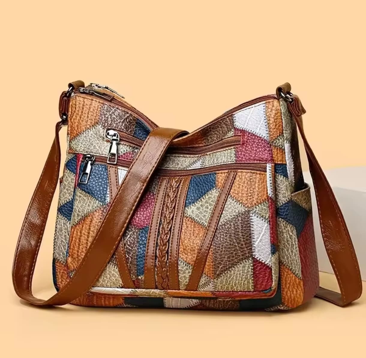 Women's Elegant Vintage Multi Pockets Crossbody Bags Retro Design With Leather Strap