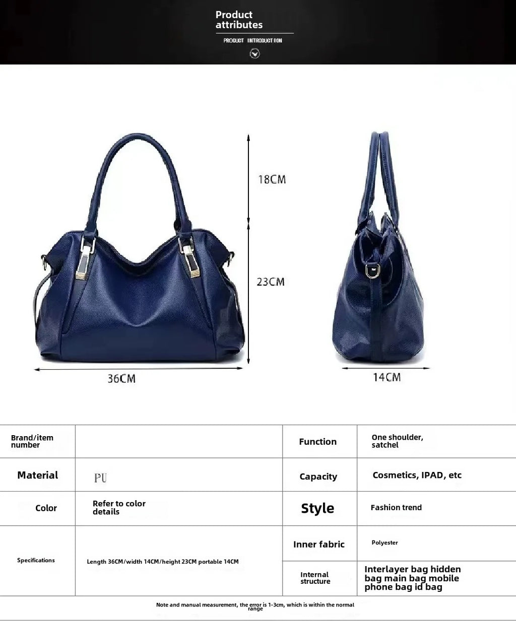 New Women's Shoulder Bag Soft Large Capacity Crossbody Tote Handbag