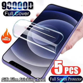 5Pcs Full Hydrogen Film For Apple iPhone 15 Pro Screen Protector Film