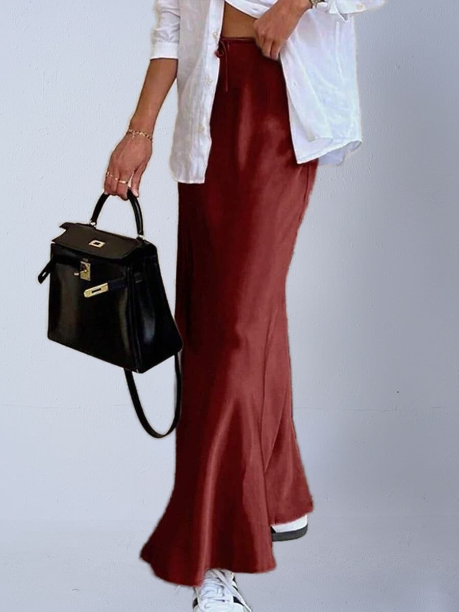 Women's Satin Elegant Lace-up Long Dress