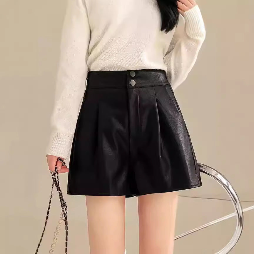 New Autumnwinter High-waiste Figure-flattering A-line Wide-leg Pants For Outerwear