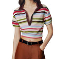 Women's Elegant Striped Short-sleeve Top