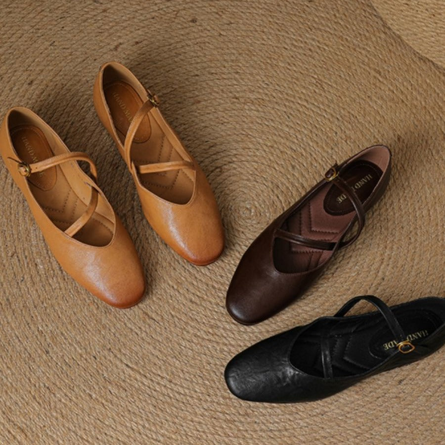 Flat Versatile Non-slip Vintage Mary Jane For Women's Single-layer Shoes
