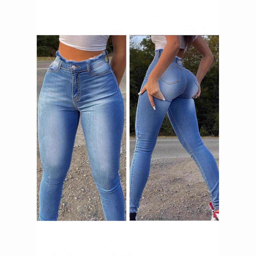 Fashionable, Figure-hugging, Butt-lifting, Slimming, Stretchy Skinny Denim Pants