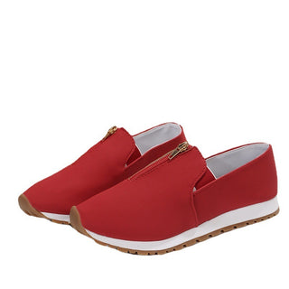 Plus Size Ladies Casual Front Zipper Pointed Toe Flats