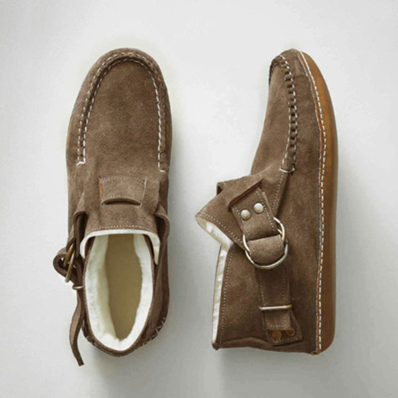 Women's Comfy Leather Leopard Flats Autumn Buckle Strap Shoes For Women New Casual Travel Breathable Women Shoes