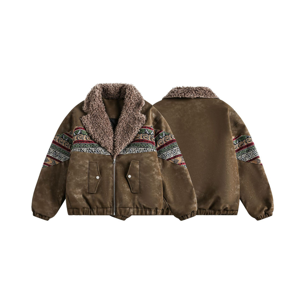 2025 Thermal Cotton-Padded Women's Jacket With Spliced PU Leather And Lambswool Lining